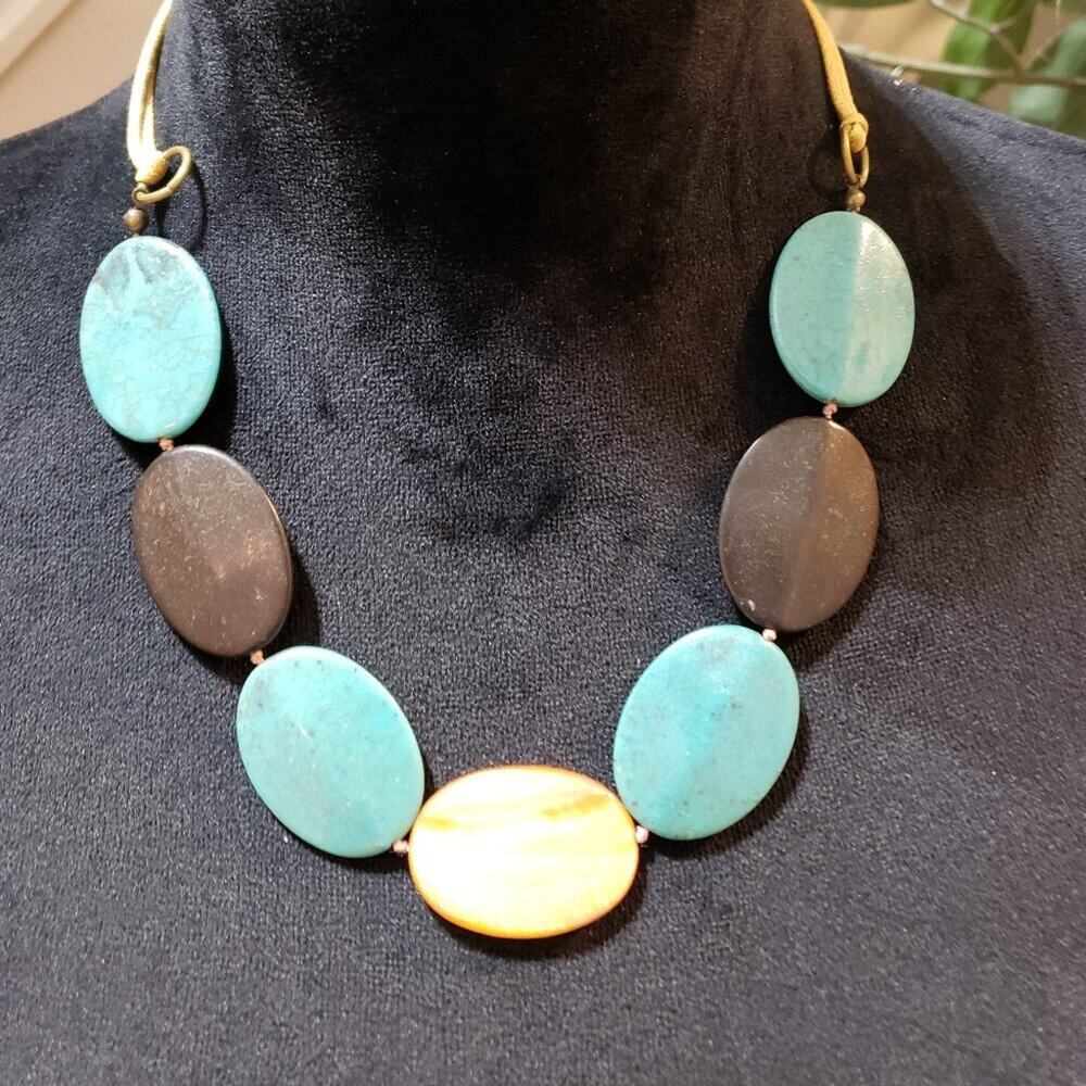Womens Fashion Multicolor Acrylic Disc Bead Collar Necklace with Lobster‎ Clasp